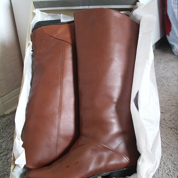 Vintage 100% leather saddle brown women's knee-high equestrian boots size 8.5 - Picture 7 of 14